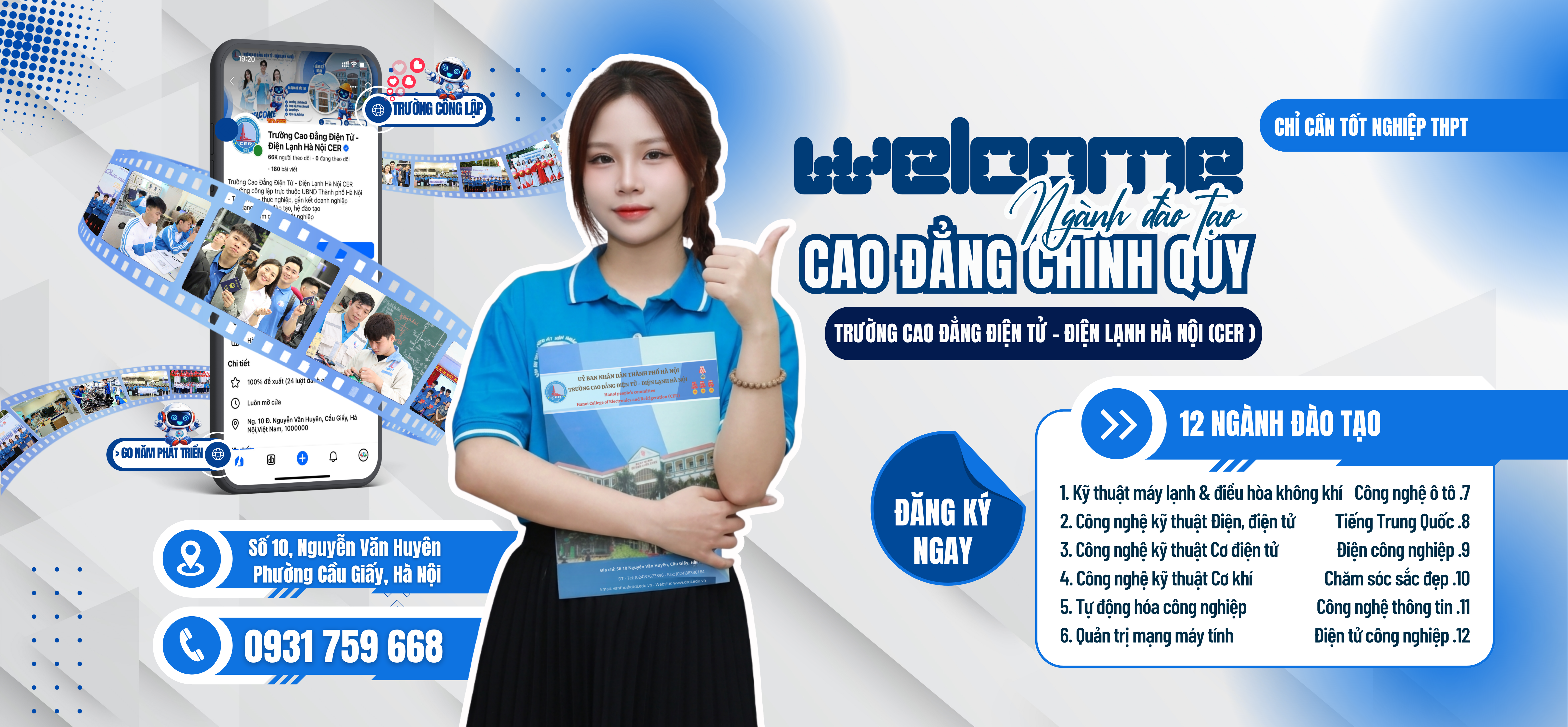 12 ngành đào tạo cao đẳng chính quy trường Cao Đẳng Điện tử - Điện lạnh Hà Nội